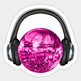 Pink Disco Ball with Headphones Sticker